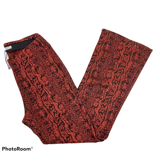 Zara Pants - Zara Red Snakeskin Print High-Rise Flare Pants S